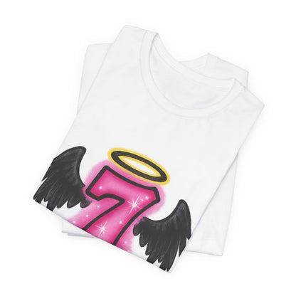 Airbrushed Heaven 7 Graphic Tee, Casual Summer T-Shirt, Comfortable Unisex Short Sleeve Top, Stylish Streetwear Tee, Gift for Angel Lovers