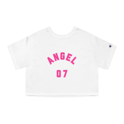 Angel 07 Cropped Tee — Women’s Champion-Inspired Graphic Tee