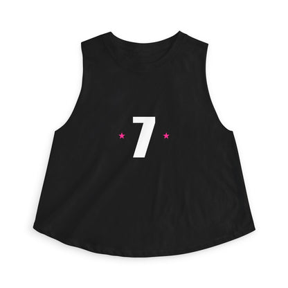 Number 7 Crop Top — Minimalist Athletic Women's Tank with Stars