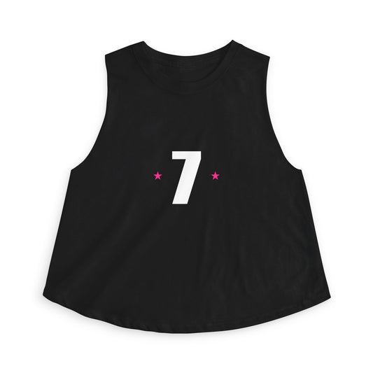 Number 7 Crop Top — Minimalist Athletic Women's Tank with Stars