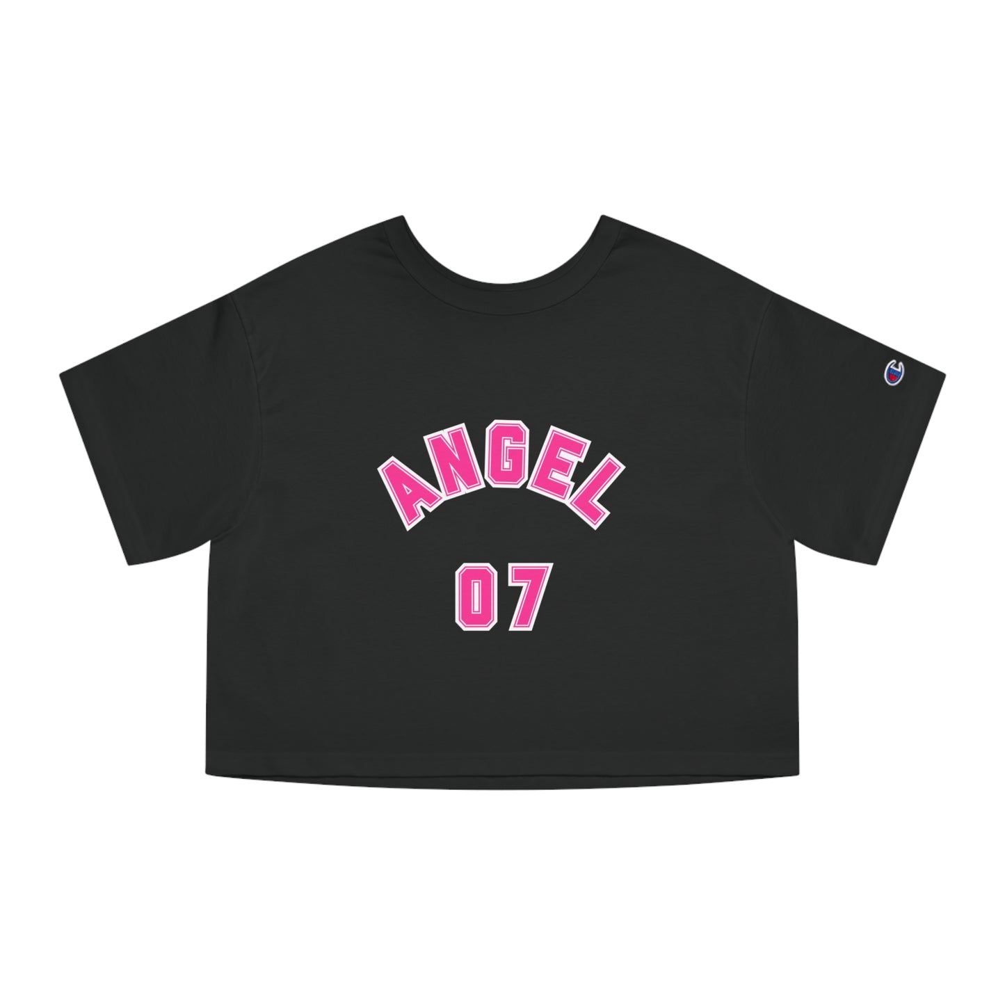 Angel 07 Cropped Tee — Women’s Champion-Inspired Graphic Tee