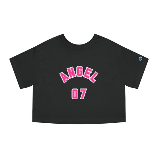 Angel 07 Cropped Tee — Women’s Champion-Inspired Graphic Tee