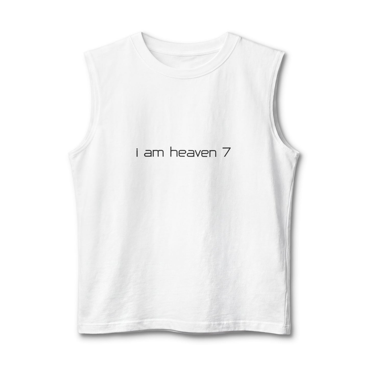 Muscle Tank — "I am heaven 7" Minimalist Graphic Tank Top