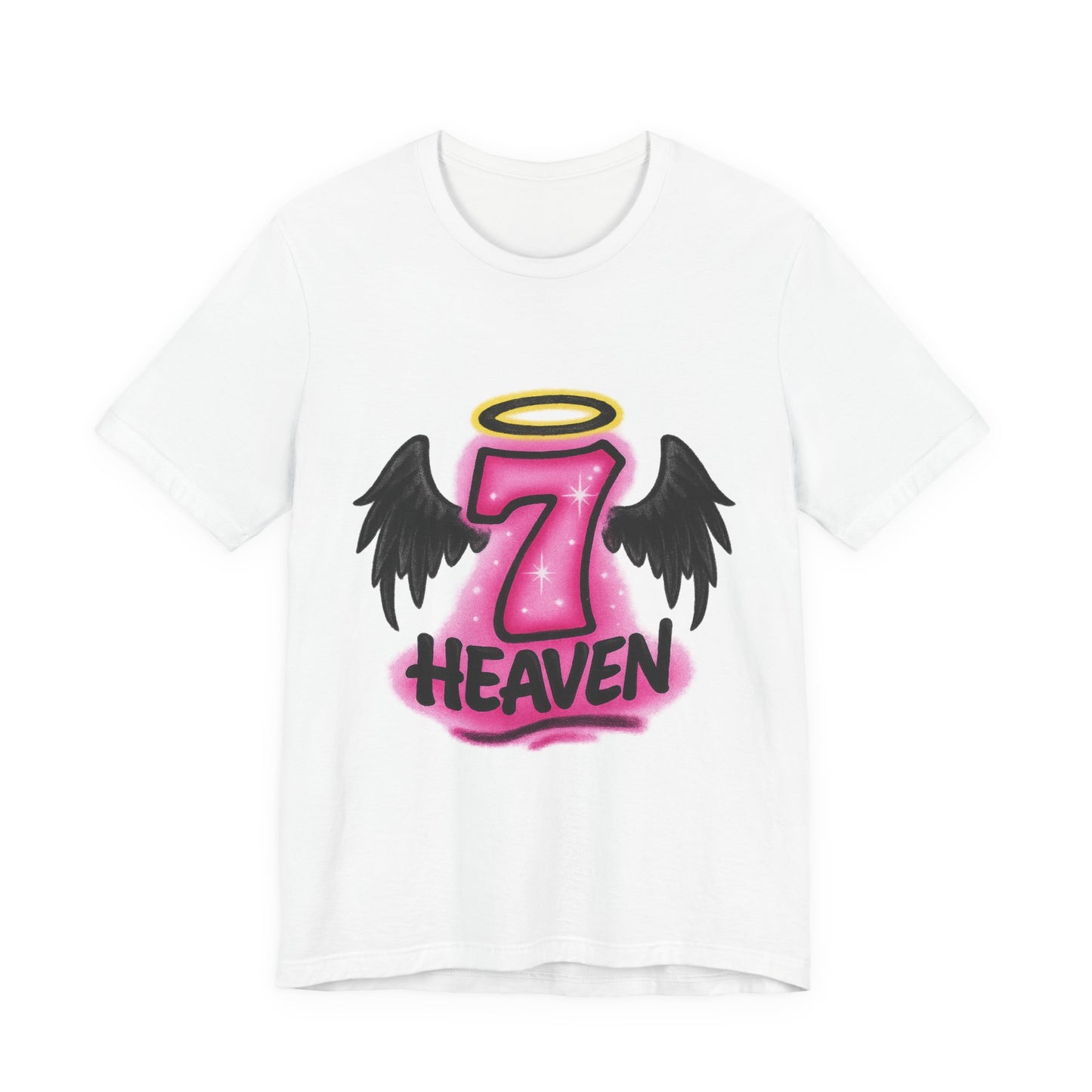 Airbrushed Heaven 7 Graphic Tee, Casual Summer T-Shirt, Comfortable Unisex Short Sleeve Top, Stylish Streetwear Tee, Gift for Angel Lovers