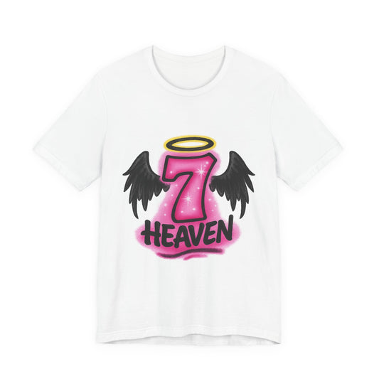 Airbrushed Heaven 7 Graphic Tee, Casual Summer T-Shirt, Comfortable Unisex Short Sleeve Top, Stylish Streetwear Tee, Gift for Angel Lovers
