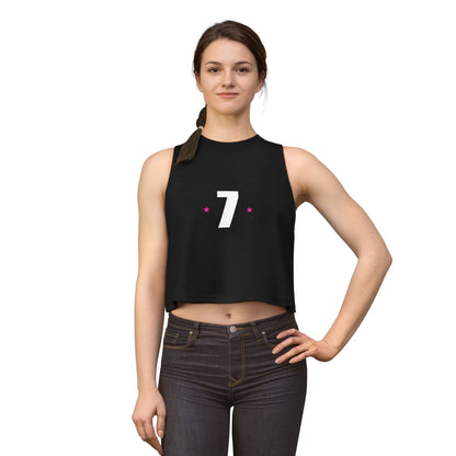 Number 7 Crop Top — Minimalist Athletic Women's Tank with Stars
