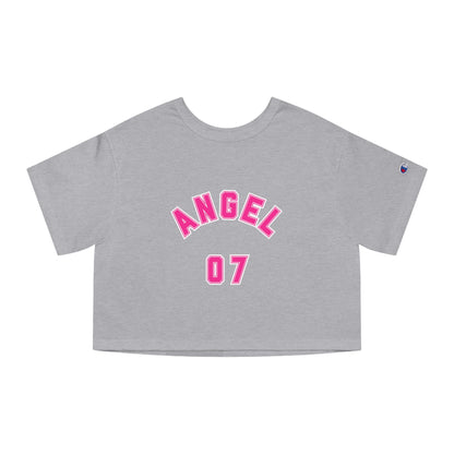Angel 07 Cropped Tee — Women’s Champion-Inspired Graphic Tee